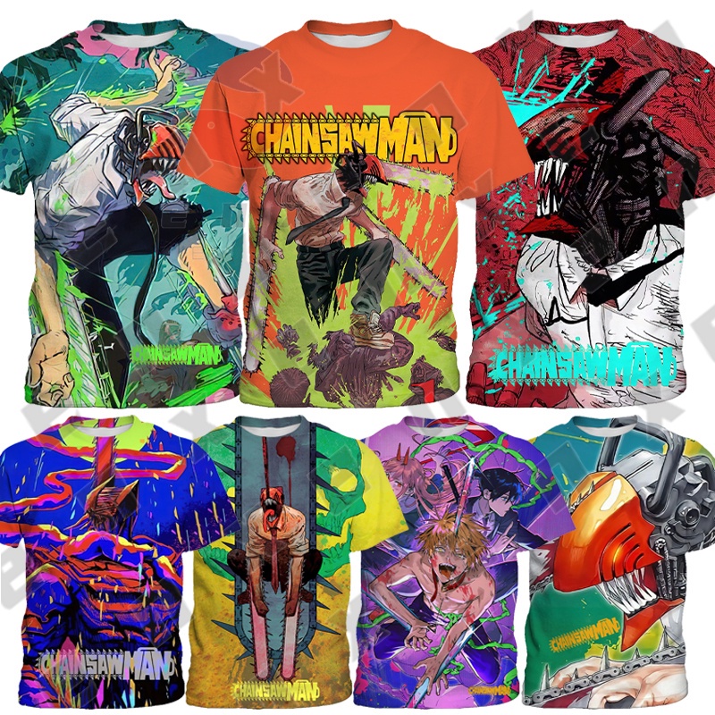 Áo Thun In Hình Chainsaw Man Riman Thời Trang Năng Động Dành Cho Trẻ
