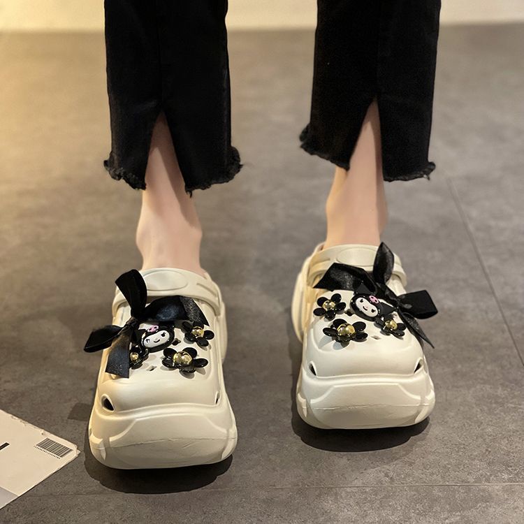 Giày Sandal Hai Cách Xỏ Ngón Tăng Chiều Cao Kuromi Sê-Ri Siêu Hot Thời Trang Mùa Hè Hoạt Hình Kuromi Tăng Chiều