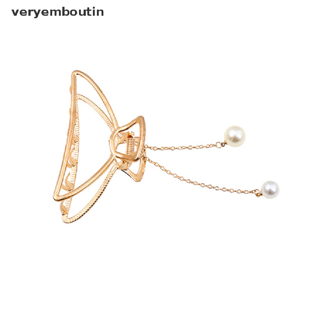 1 Kẹp Tóc Cánh Bướm / Hình Học Cỡ Lớn Bằng Kim Loại Màu Vàng Sang Trọng Cho Nữ