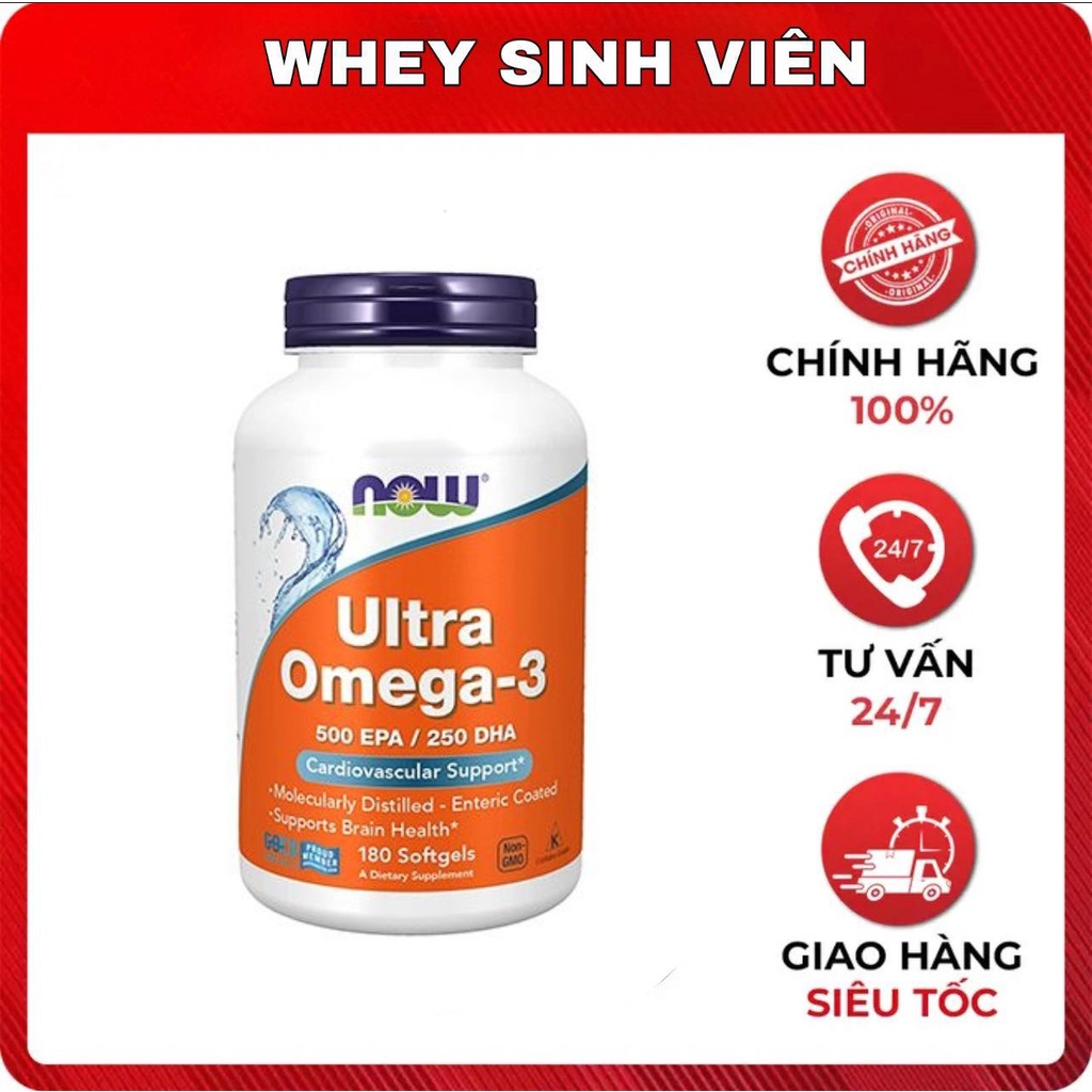 [Chính hãng] Thực phẩm bổ sung Vitamin Now Ultra Omega 3 500 EPA/250 DHA nhập khẩu Mỹ bảo vệ mắt, trí não, đẹp da