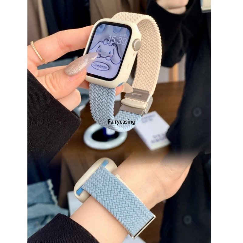 Dây Đeo Đồng Hồ Bằng Nylon Co Giãn Hai Màu Kích Thước 49mm 45mm 44mm 42mm 41mm 40mm 38mm Cho iWatch Serie Ultra 8 7 SE 6 5 4 3 2 1