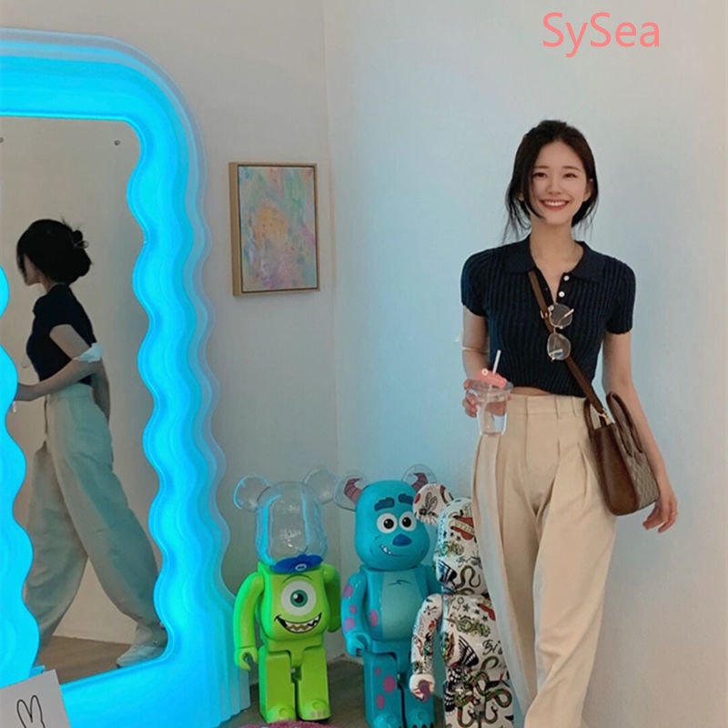 Áo Polo Dệt Kim Thời Trang Mùa Hè Hàn Quốc Dành Cho Nữ