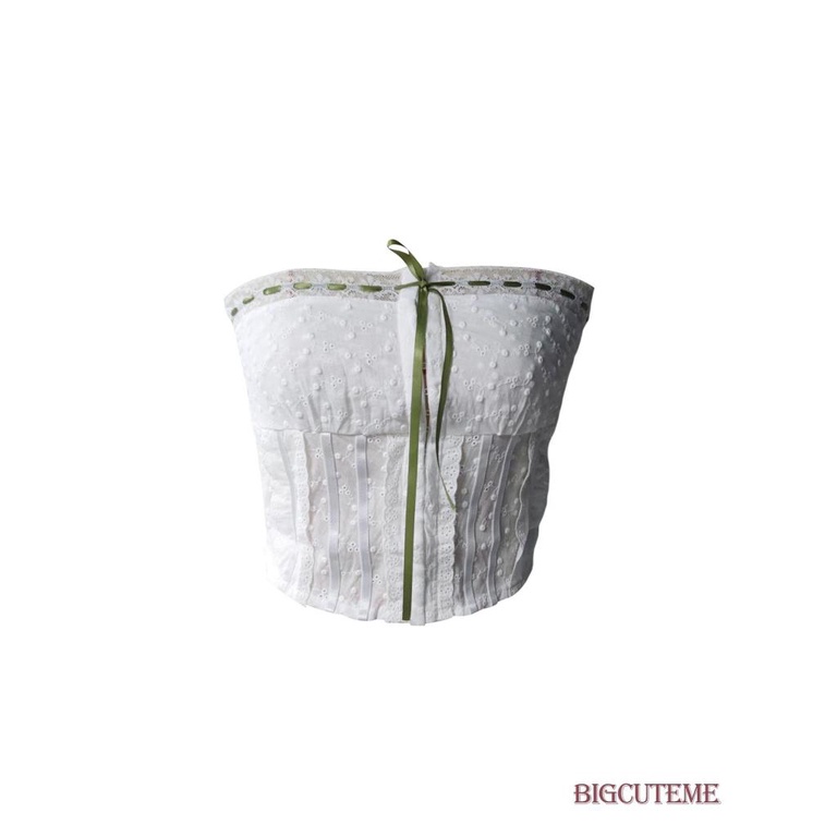 [] - Áo Ống Sát Nách Dạng Ống Buộc Dây Phía Trước Có Khóa Cài Trung Tâm Cho Nữ