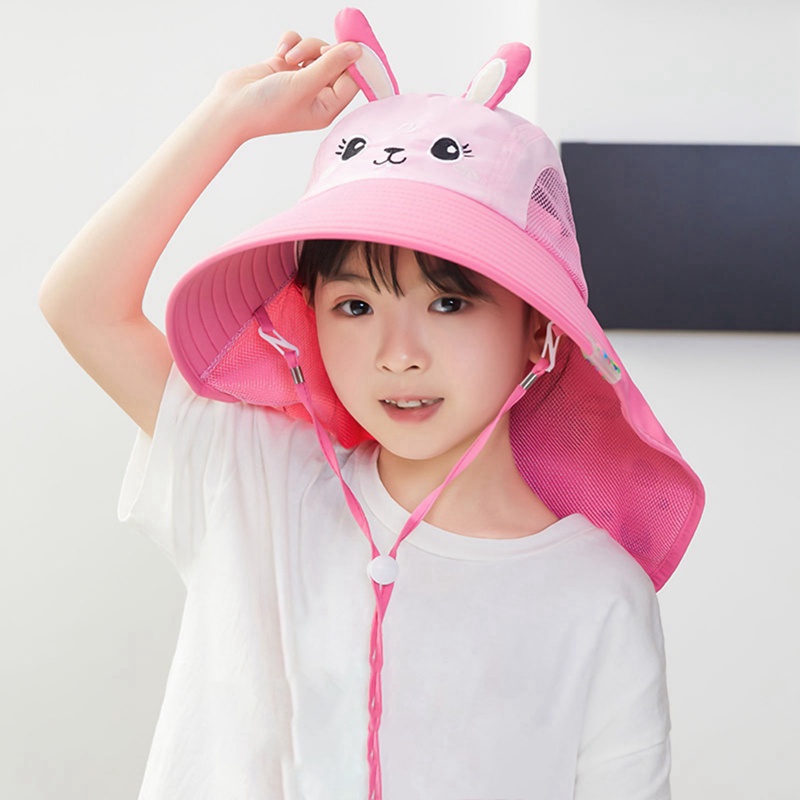 Mũ Vành Tròn Chống Tia UV In Hình Kỳ Lân Dễ Thương Cho Bé Gái