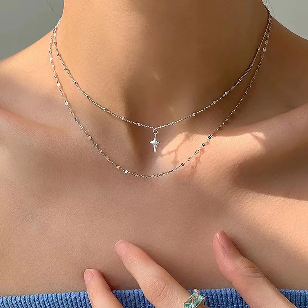 Vòng Cổ Choker Hai Lớp Bằng Thép Titan Thời Trang Mới 2023
