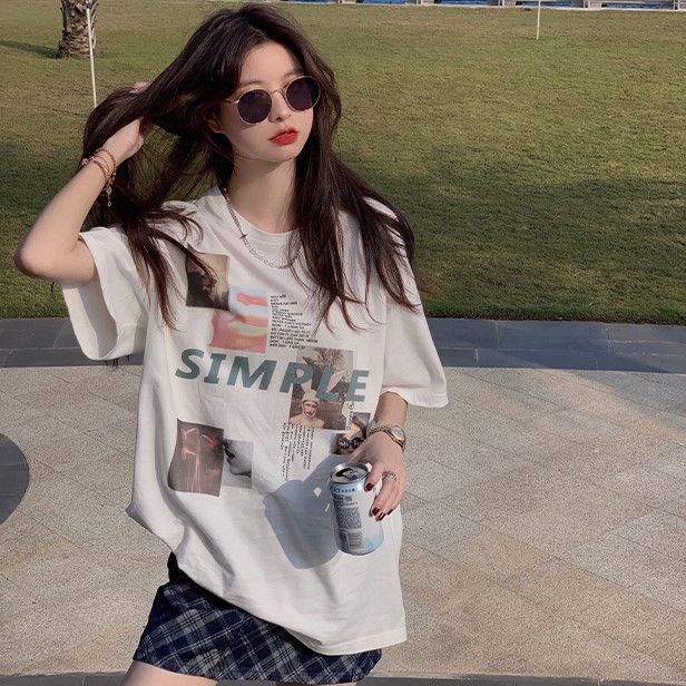 Áo Thun Ngắn Tay Form Rộng Phong Cách Năng Động Trẻ Trung Dành Cho Nữ