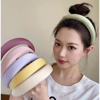 Băng đô cài tóc bằng xốp màu trơn đơn giản phong cách hàn quốc cho nữ