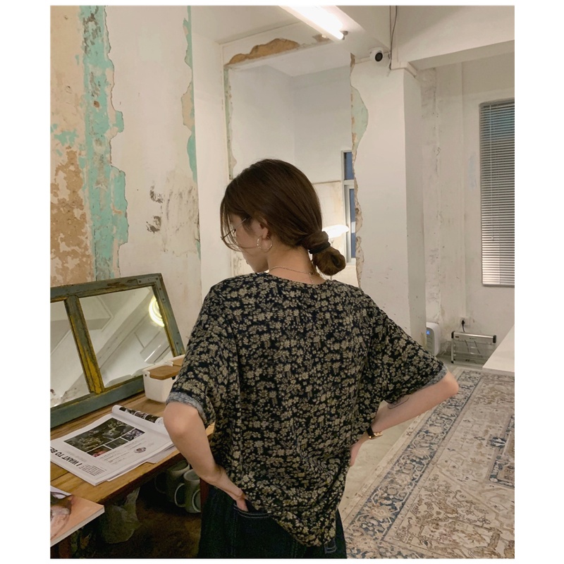 Áo thun NRVP tay ngắn in họa tiết phong cách Hàn Quốc thời trang cho nữ