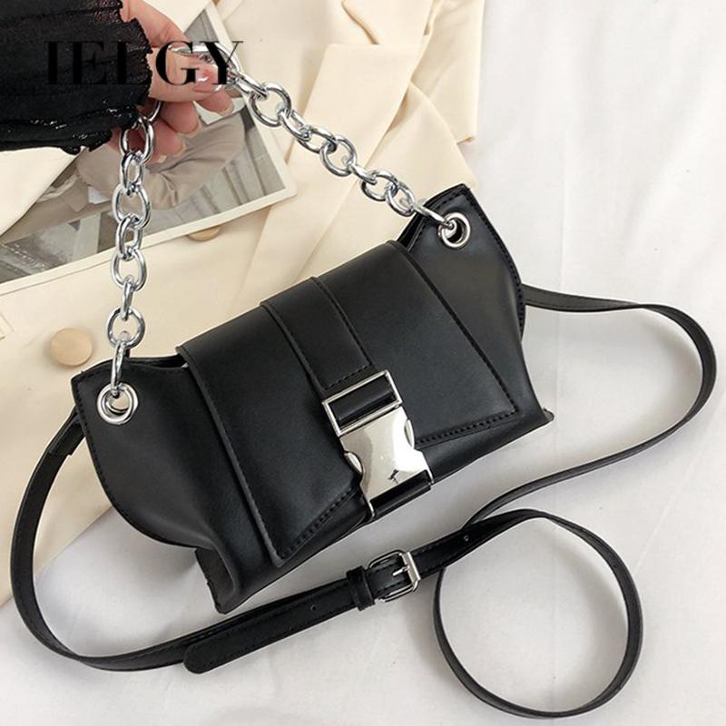 Ielgy Túi Đeo Vai Hình Vuông Nhỏ Có Khóa Cài Đơn Giản Kết Cấu Một Bên Vai Phong Cách Nước Ngoài