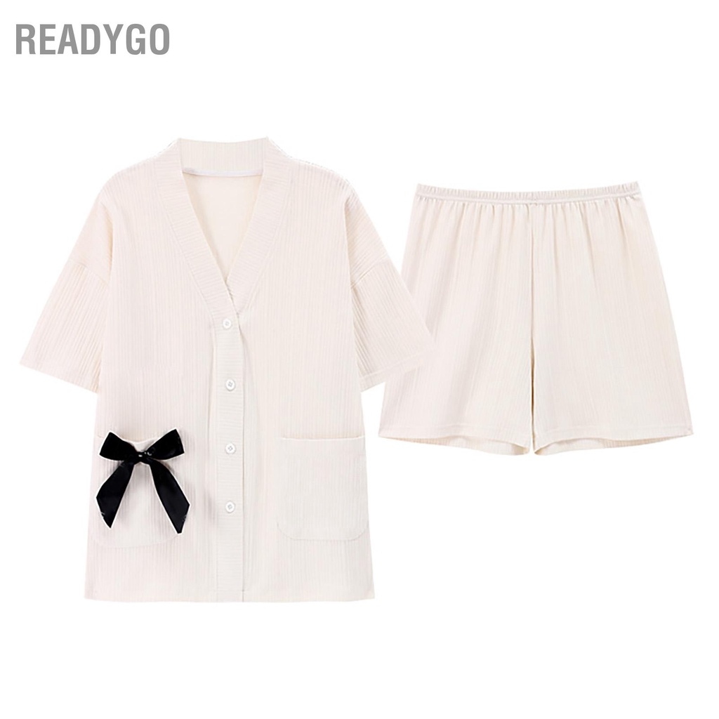 ReadyGo Bộ đồ ngủ nữ họa tiết gấu ngắn trên quần thoáng khí áo | BigBuy360 - bigbuy360.vn