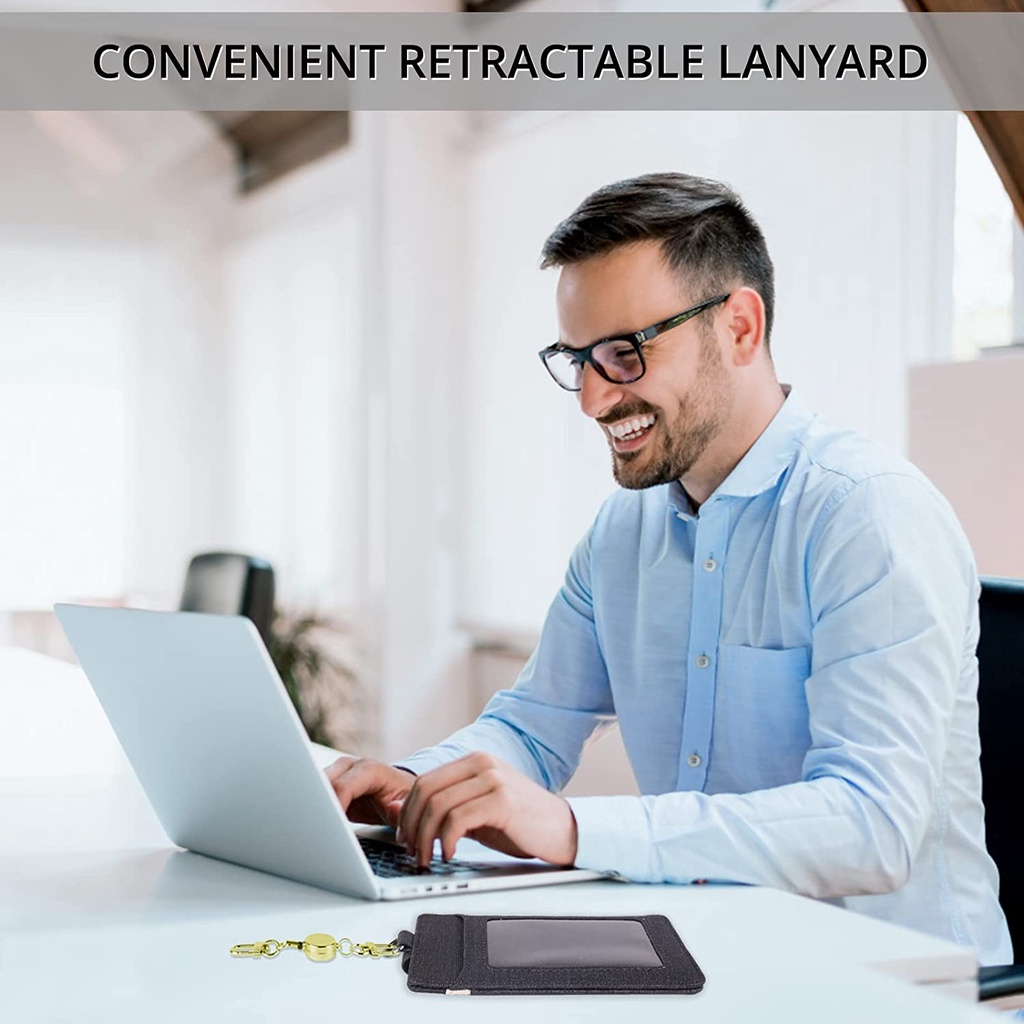 Giá Đỡ Thẻ id Bằng Da pu Dọc Kèm 1 Ngăn Đựng Thẻ Có Thể Tháo Rời Cho Giáo Viên / Bác Sĩ / Y Tá / Văn Phòng