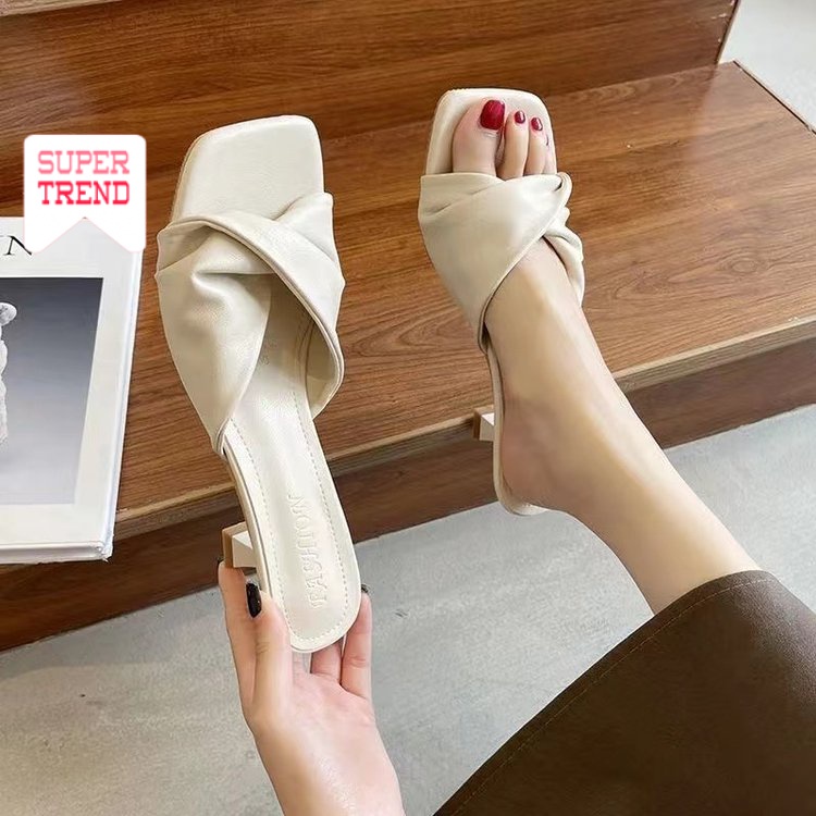 Dép Da Mềm Cao Gót Phong Cách Pháp Thời Trang Mùa Hè Cho Nữ