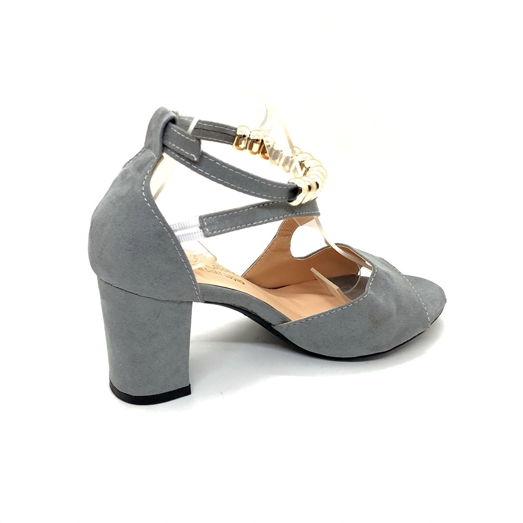 [kèm ảnh thật] Giày cao gót vuông 7p hở mũi quai chéo vòng cổ hột vuông __LZ001