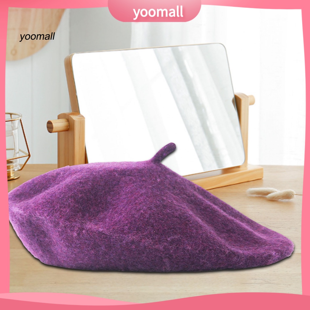 Mũ Beret YO / Beret Màu Trơn Chống Bụi Co Giãn Tốt Phong Cách Pháp Cổ Điển Có Thể Mặc Với Kỳ Nghỉ