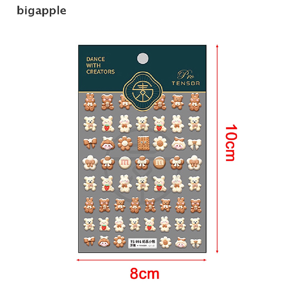 Hình Dán Móng Tay 5D Họa Tiết Gấu / Thỏ / Nơ / Bé Gái Đáng Yêu