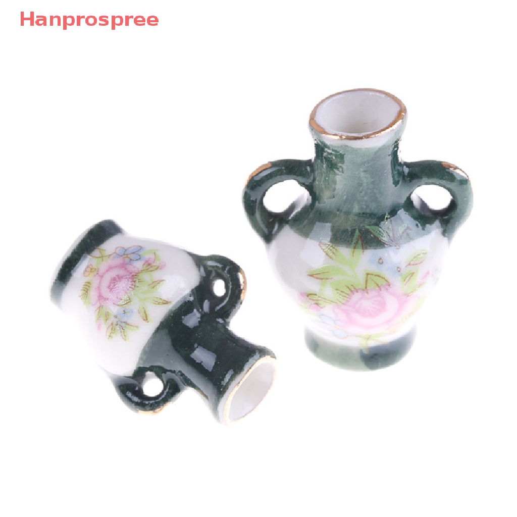 Bộ 2 Bình Hoa Sứ Mini Truyền Thống Trung Hoa Tỷ Lệ 1: 12 Dùng Trang Trí Nhà Búp Bê