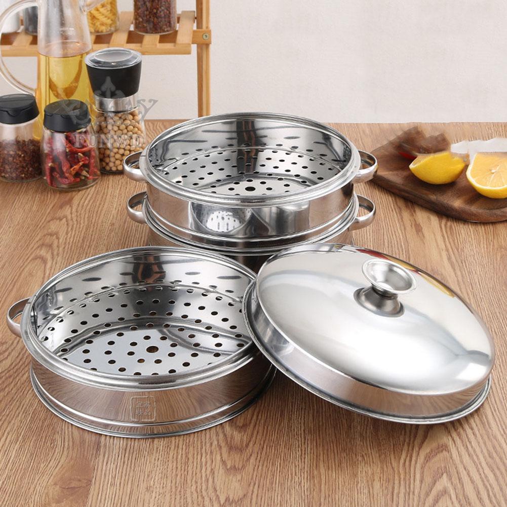 【FUNWD】Stainless Steel Steamer Hot Pot Steam Food Steaming Tray Kitchen Cookware high quality