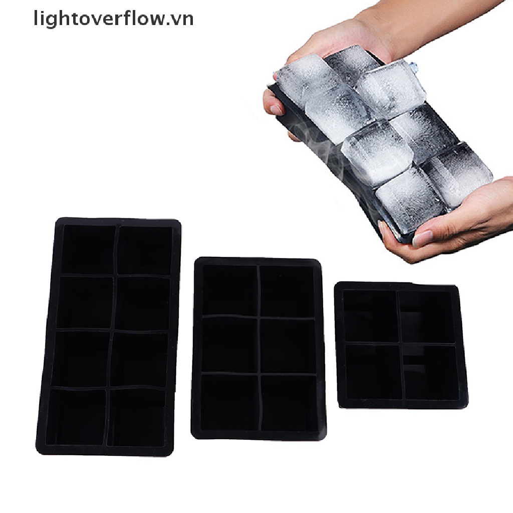 Khuôn Silicon Làm Đá Viên 4 / 6 / 8 / Ô Vuông Lớn Tiện Dụng