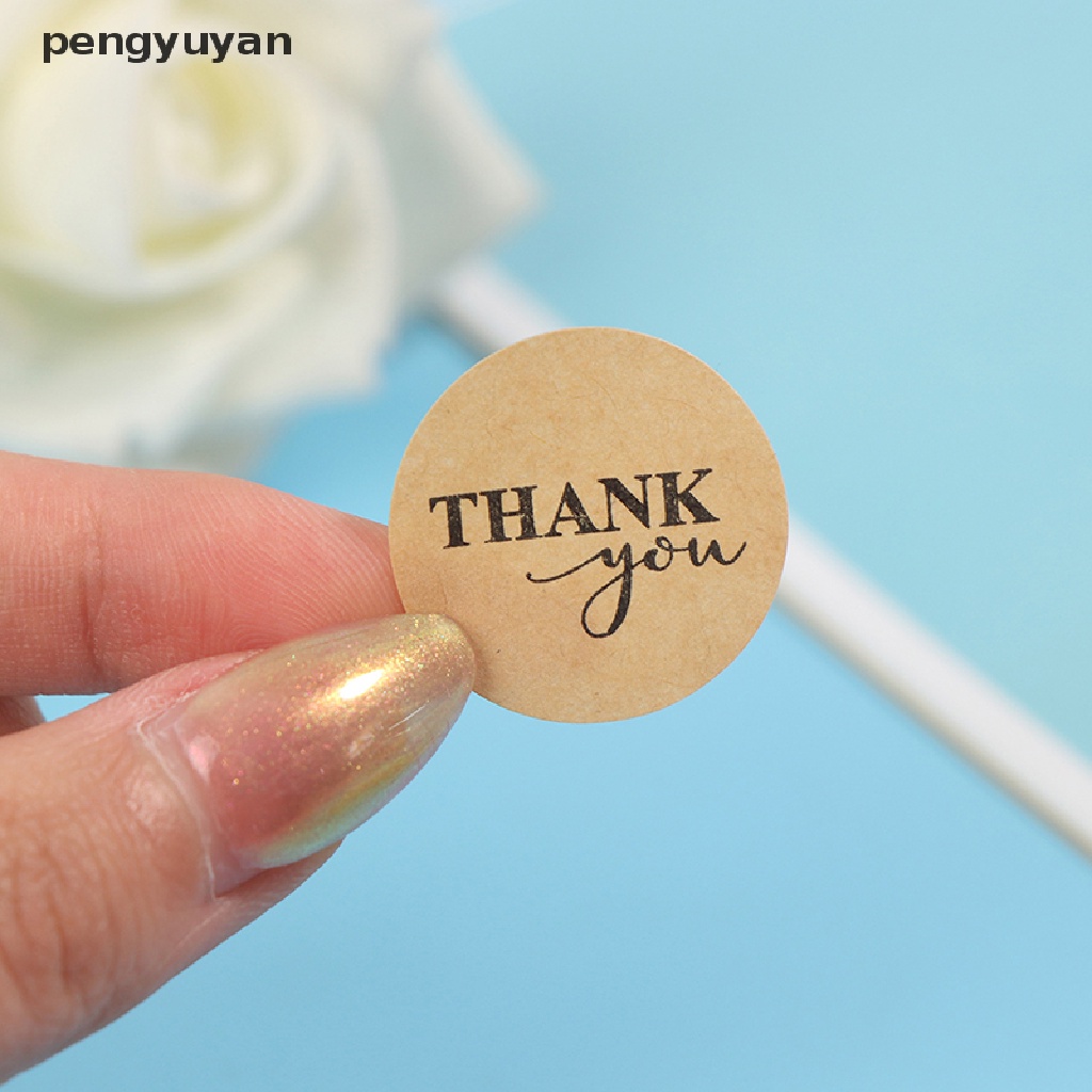 [pengyuyan] Set 500 Miếng Dán Giấy Kraft Hình Tròn In Chữ Thank you er Dùng Trang Trí Sổ Tay