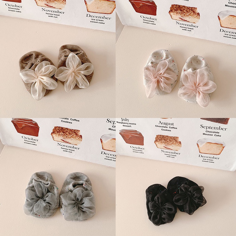 Vớ Cotton Phối Ren Hoa 3D Dễ Thương Thoáng Khí Dành Cho Trẻ Em