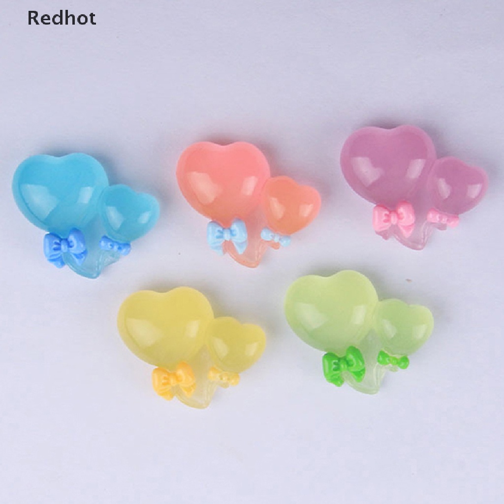 &lt; Redhot &gt; Bộ 5 Bong Bóng Trái Tim Bằng Nhựa Phát Sáng Màu Sắc Ngẫu Nhiên