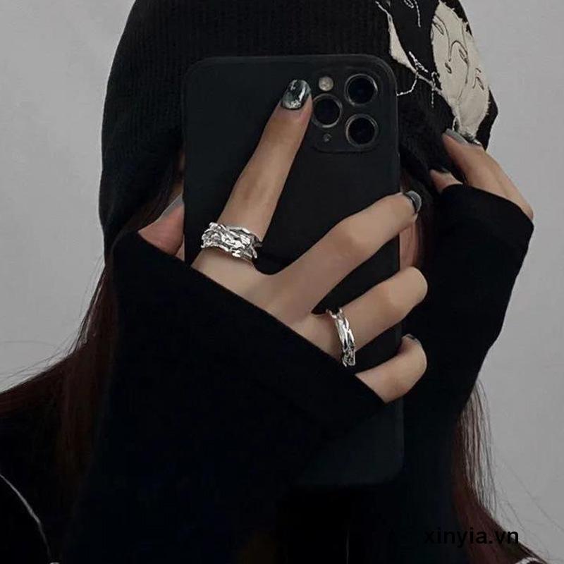 Nhẫn Đôi Phong Cách hip hop Retro Cá Tính