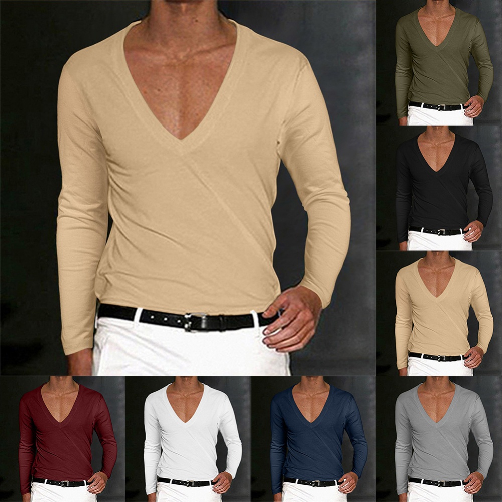 Áo Thun DàI Tay Cổ Chữ V KhoéT Sâu Cho Nam