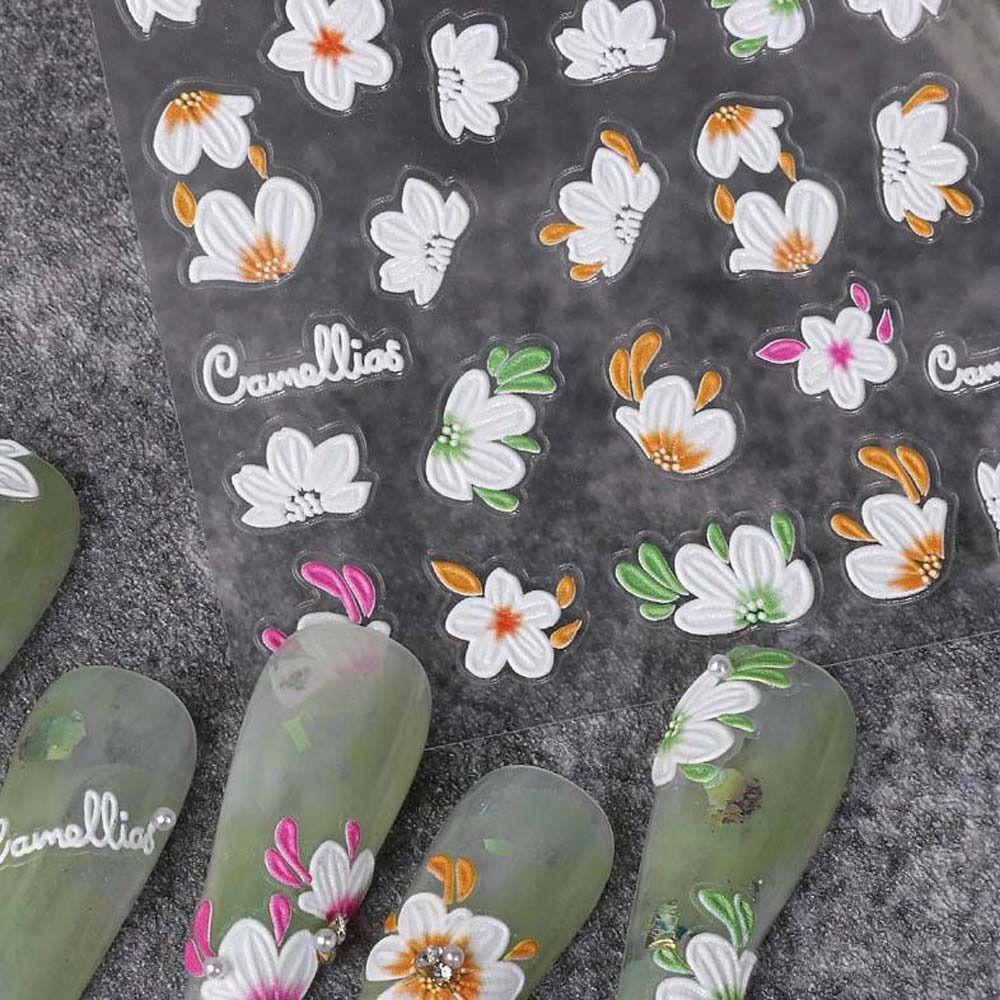 Miếng Dán Trang Trí Móng Tay Tự Dính Họa Tiết Hoa Lá Mùa Xuân Phong Cách Nhật Bản Thời Trang