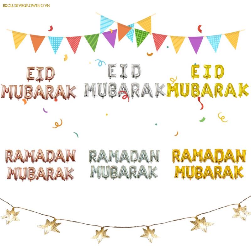Bộ Bong Bóng Màng Nhôm Hình Chữ Eid Al-Fitr Trang Trí Lễ Hội