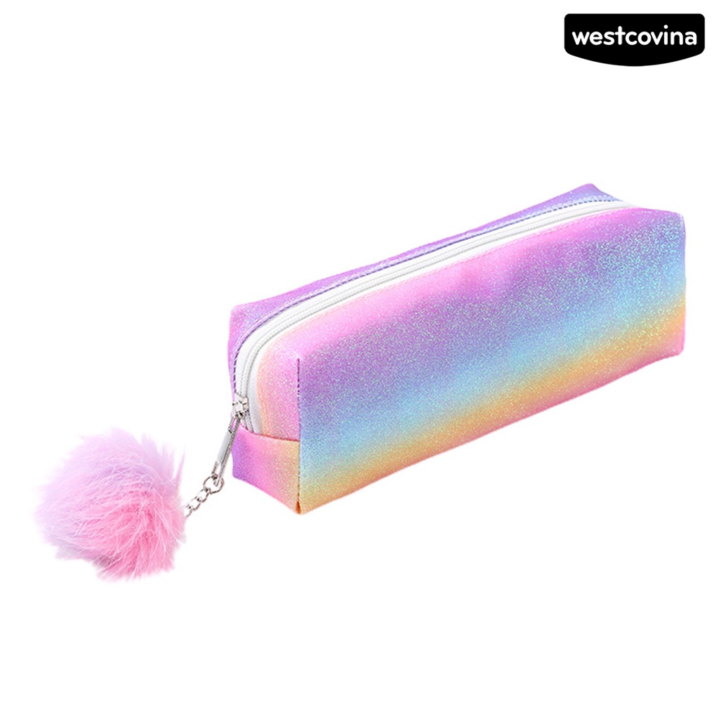 [COD] [COD]♪Bóp Viết Đa Năng Có Khóa Kéo Đính Bóng Lông Lấp Lánh