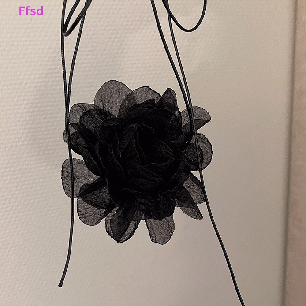 {Ffsd} Vòng cổ Hình Hoa Trà Đen Trắng Lãng Mạn Cổ Điển Thời Trang Nữ Bán Chạy