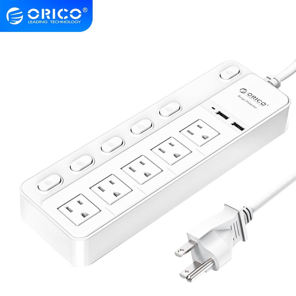 ORICO Ổ Cắm 5AC Ổ Cắm Điện Mỹ 2 Cổng Sạc USB Với Công Tắc Điều Khiển Phụ Ổ Cắm Điện Nhiều Ổ Cắm (SPC-S5)