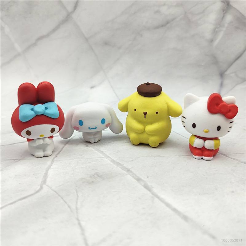 SANRIO Set 2 4 Mô Hình Nhân Vật Hoạt Hình Hello Kitty Cinnamoroll Purin Melody Cho Bé YS2