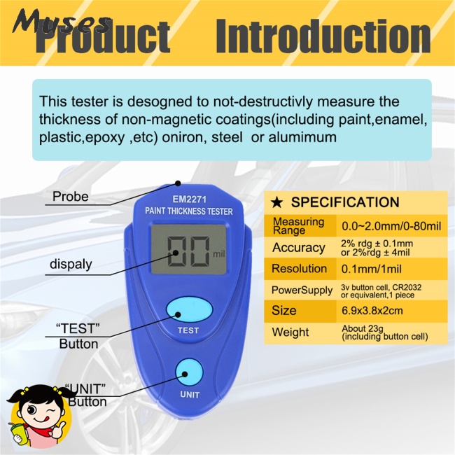 Đồng Hồ Đo Độ Dày Màn Hình Kỹ Thuật Số Từ Tính Bằng Sắt