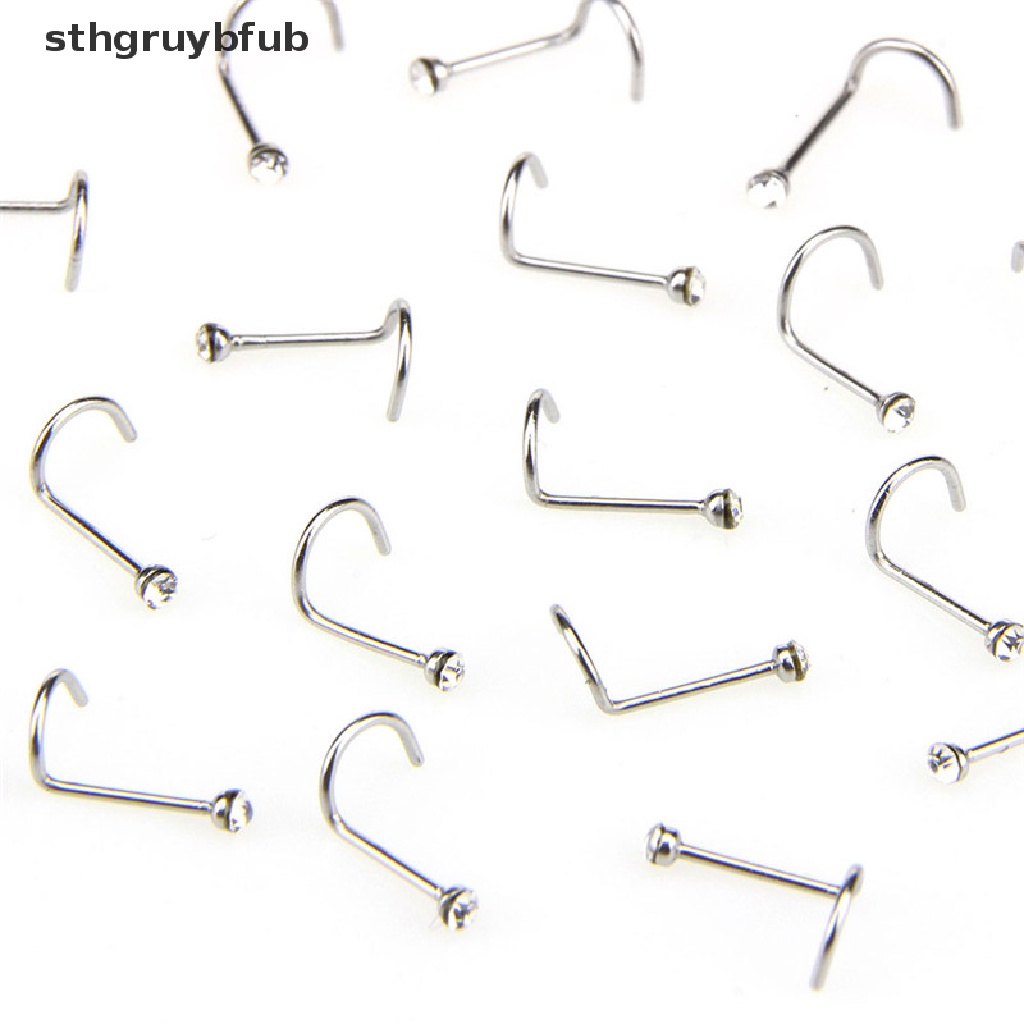 Set 20 Khuyên Mũi Thép Không Gỉ Đính Đá Pha Lê
