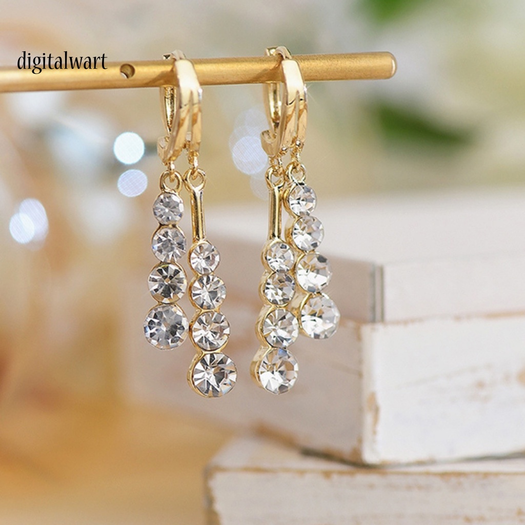 Kỹ Thuật Số| 1 Đôi Bông Tai Hợp Kim Dáng Dài Đính Đá Không Gây Dị Ứng Thời Trang Công Sở Cho Nữ