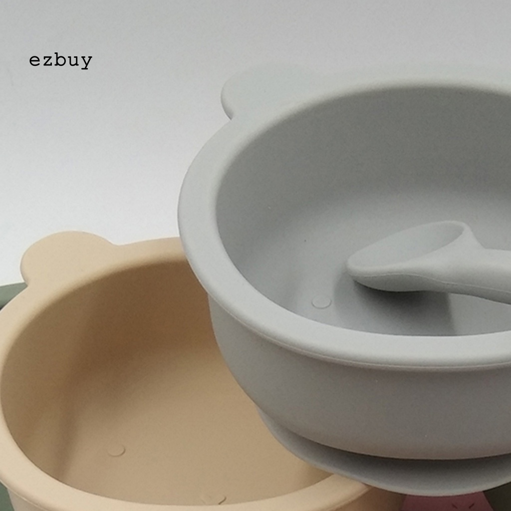 1 Bộ Bát Ăn Bằng Silicon Chống Rơi Hình Gấu Kèm Muỗng Cho Gia Đình