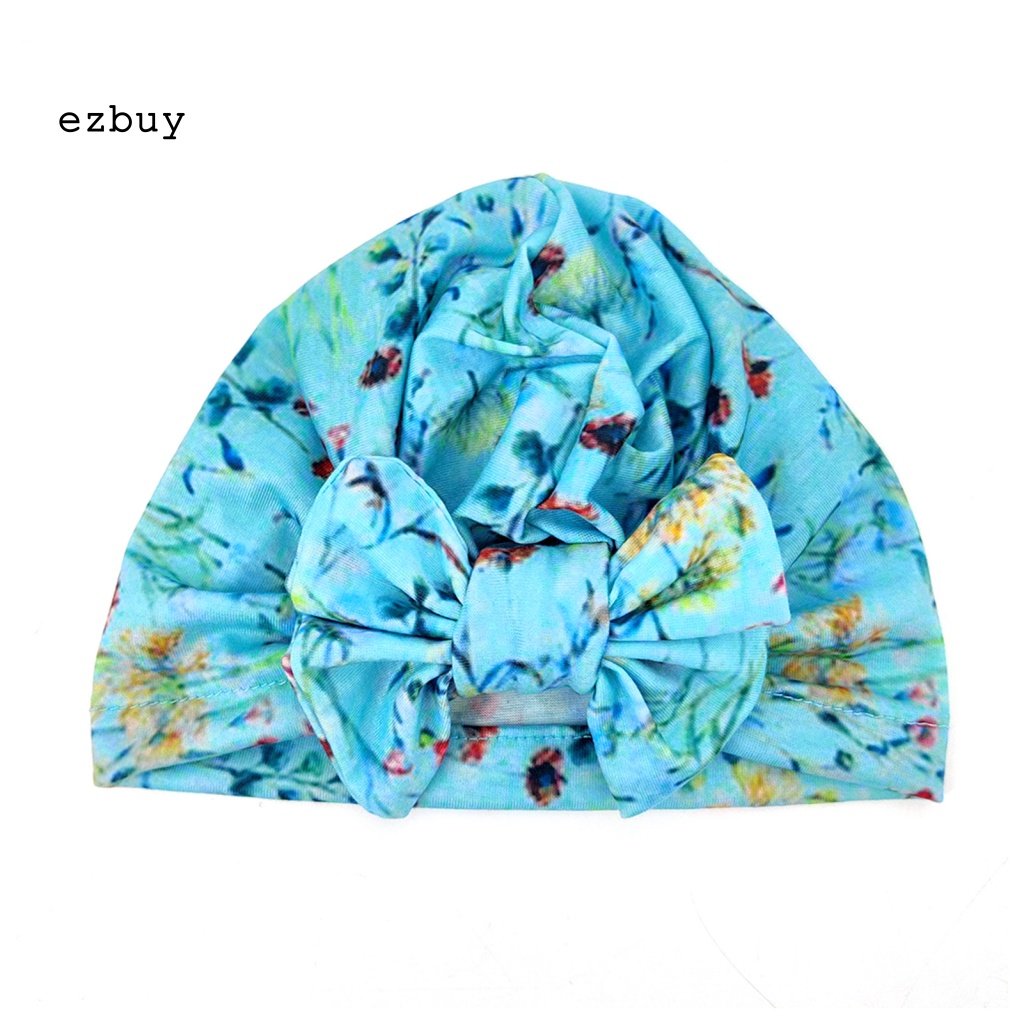 Mũ Vải Co Giãn Thoáng Khí Thắt Nơ In Hoa Dành Cho Bé
