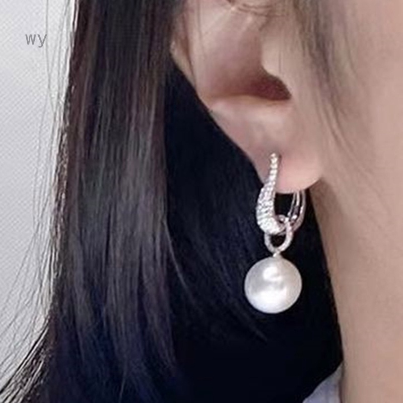 Khuyên Tai Dáng Dài Đính Đá Zircon Màu Bạc Sang Trọng Thời Trang Cho Nữ