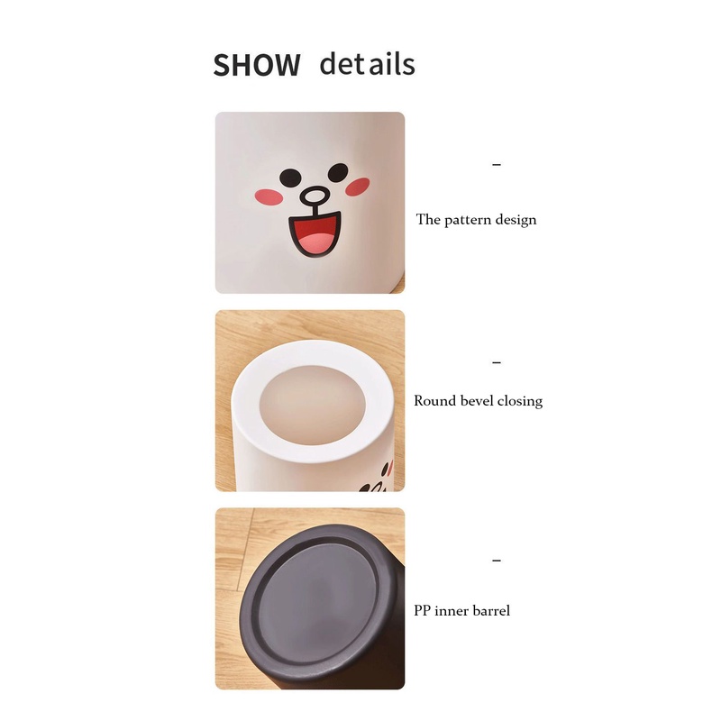 Thùng Rác Đôi Hình Gấu Hoạt Hình Dễ Thương Không Có Nắp Cho Phòng Khách Nhà Bếp