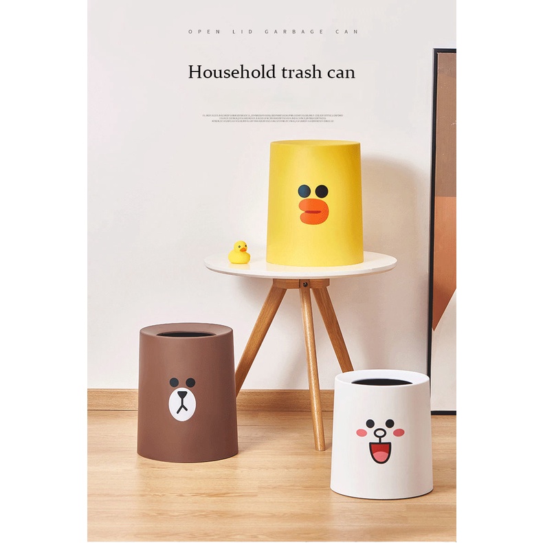 Thùng Rác Đôi Hình Gấu Hoạt Hình Dễ Thương Không Có Nắp Cho Phòng Khách Nhà Bếp