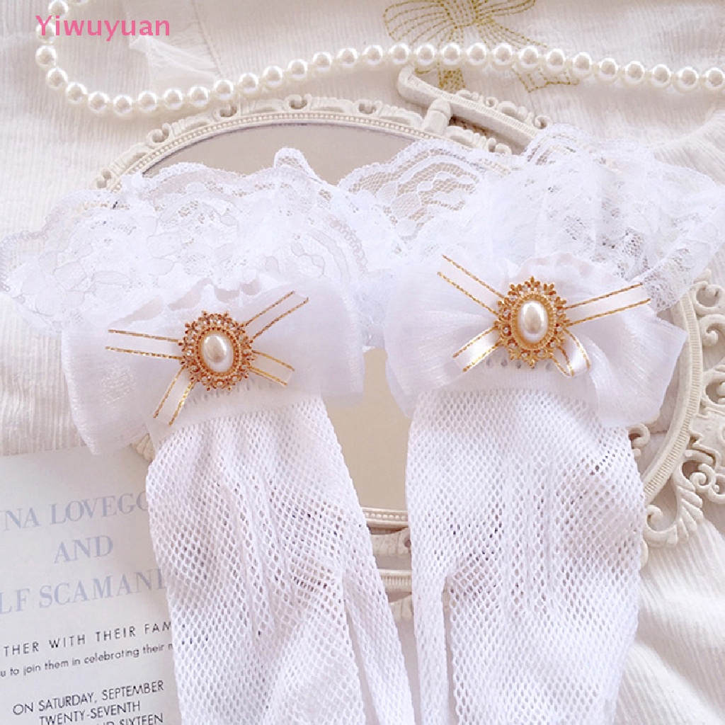 &lt; Yiwuyuan &gt; Găng Tay Ren Lưới Đính Nơ Phong Cách Lolita Mới Cho Bé Gái