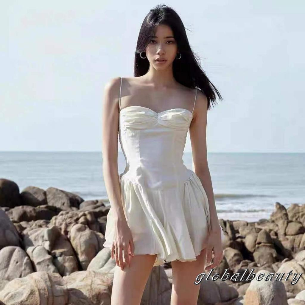 Đầm Mini Không Tay 00GB Hở Lưng Màu Trơn Thời Trang Mùa Hè Cho Nữ