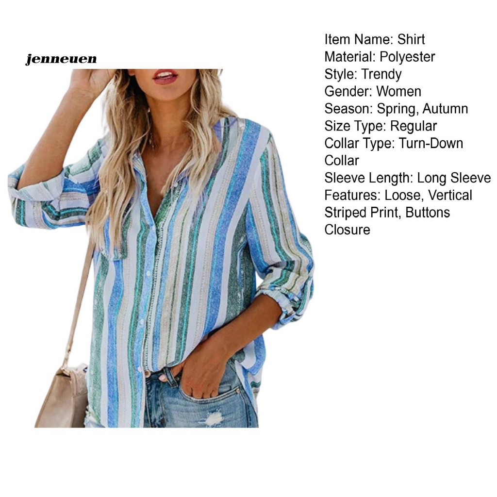 Áo Sơ Mi Tay Dài Kẻ Sọc Dọc Phối Túi Và Nút Thời Trang Công Sở Cho Nữ