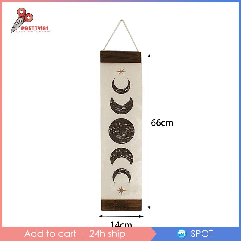 [Prettyia1] Thảm Treo Tường Dọc In Hình Mặt Trăng Pha Lê Handmade Màu Đen Phong Cách Bohemian