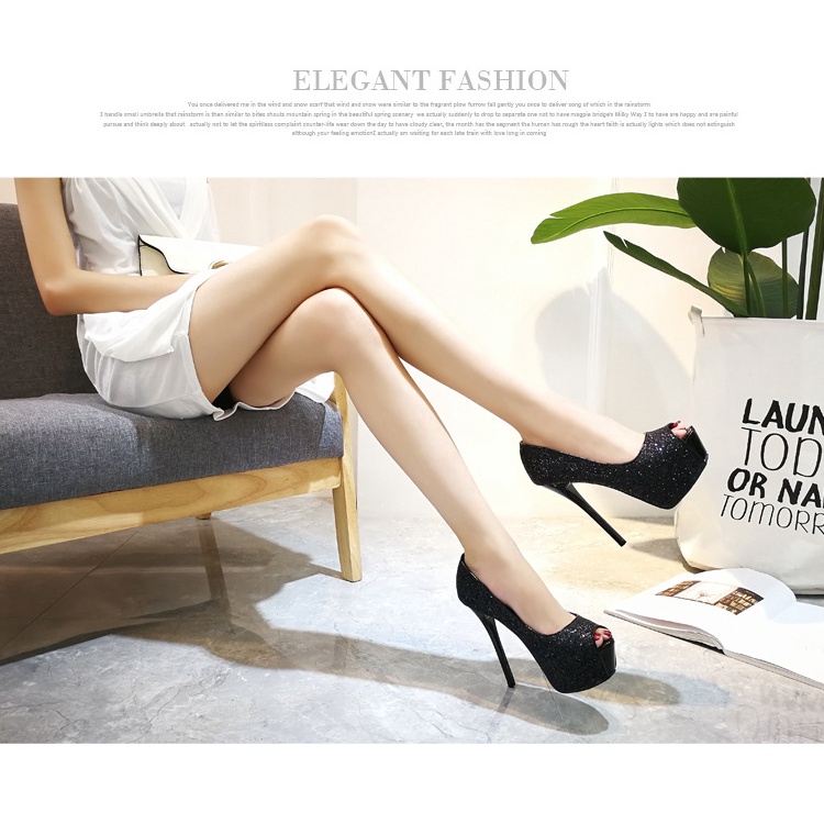 Giày Cao Gót 10cm 12cm 14cm Đính Kim Sa Phong Cách Âu Mỹ Thời Trang 2023