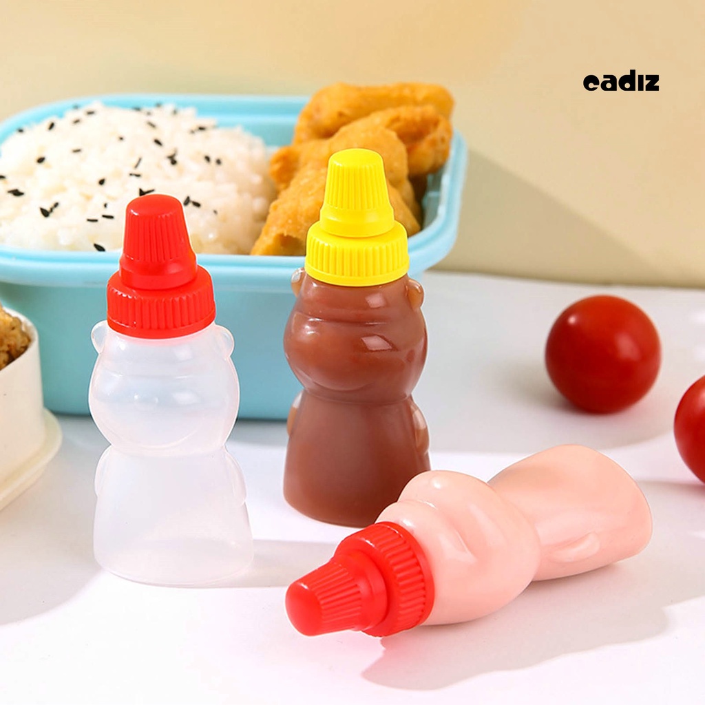 Bộ 2 Bình Đựng Nước Sốt Dạng Bóp Trong Suốt Chống Bụi Bẩn Đa Năng Hình Gấu Hoạt Hình Dễ Thương