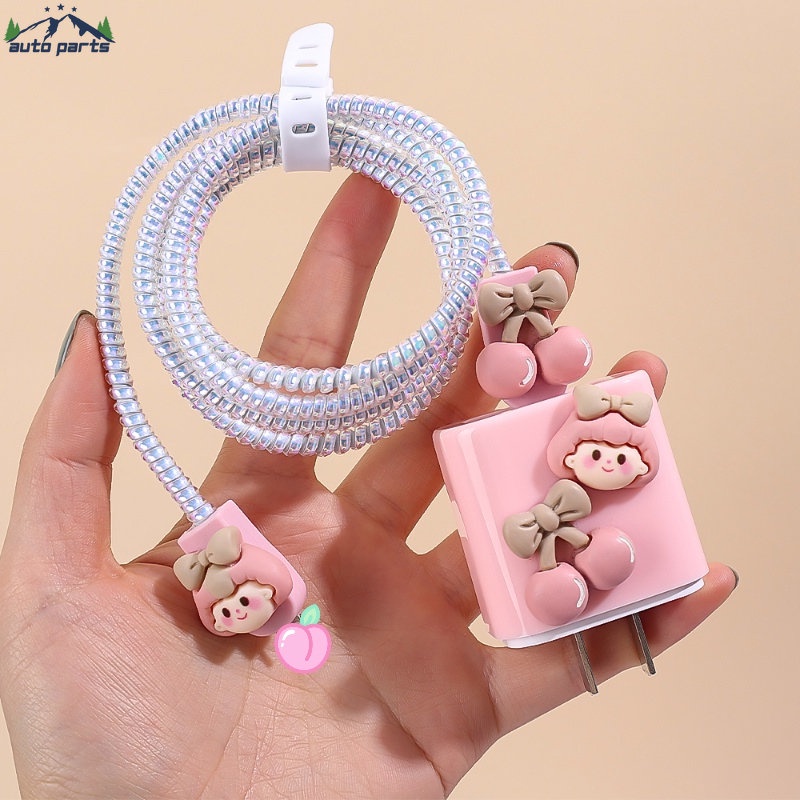 Dây Cáp Sạc Truyền Dữ Liệu Bằng Silicon Mềm Chống Đứt In Họa Tiết Hoạt Hình Cho iPhone 5 / 18 / 20W