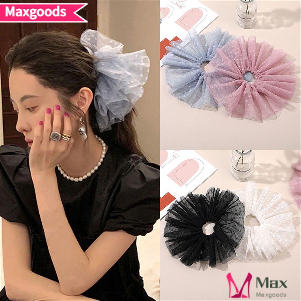 Maxg Dây Buộc Tóc Vải Tuyn Ngoại Cỡ Chấm Bi