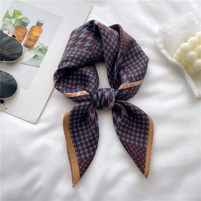 Khăn Choàng Cotton Lanh Mỏng Hình Vuông Nhỏ Họa Tiết Hàng Ngàn Chú Chim Kiểm Tra Bằng Tay Đa Năng Bảo Vệ Chống Nắng